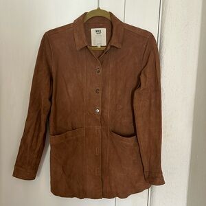Sezane Will Jacket in Suede Camel
